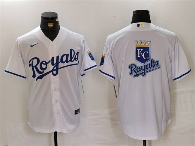 Men's Kansas City Royals White Team Big Logo Cool Base Stitched Jersey